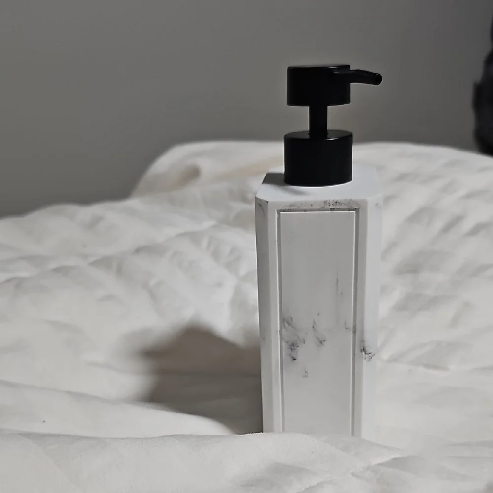 Marble Soap Dispenser with Black Pump